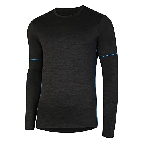 Mens Training Long Sleeve Marl Poly T-Shirt Black Marl L