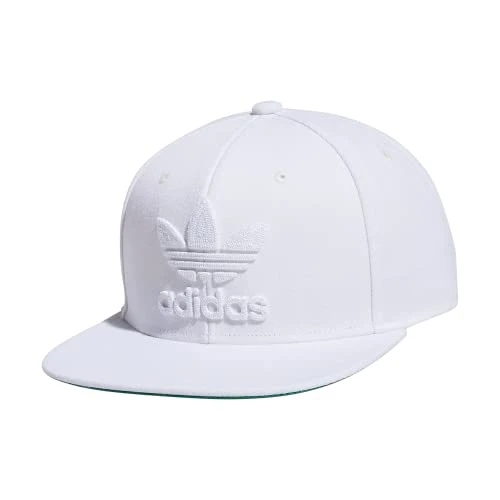 Men's Trefoil Chain Flatbrim Snapback Cap, White/White, One size