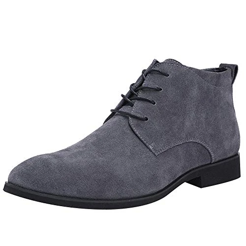 Men's Trendy Boots Suede Leather Ankle Booties Semi Formal Oxford SN01830(Grey,8 UK)