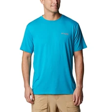Men's Triangle Fill Tech Tee Short Sleeve T-Shirt, Ocean Teal/PFG Elements Graphic, Medium