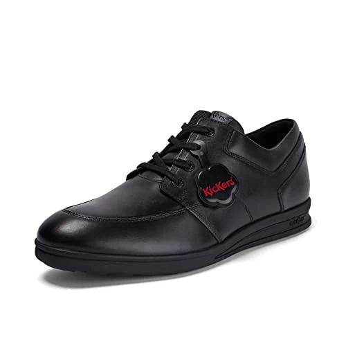 Men's Troiko Lace Up Leather School Shoes, Black, 11 UK