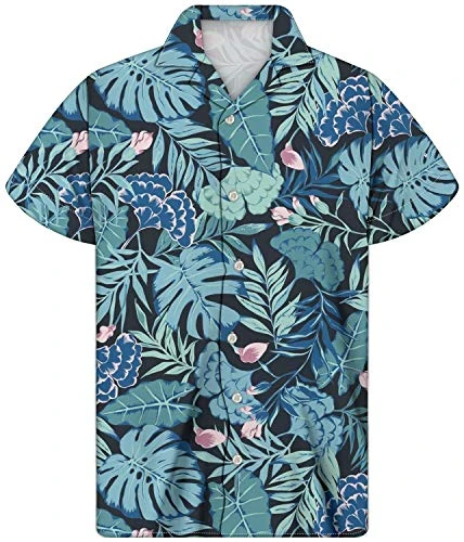 Men's Tropical Shirts Short Sleeve Aloha Hawaiian Shirt Guys Casual Button Up Beach Shirts Hawaii Ho