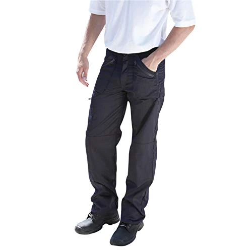 Mens Trouser Heavy Duty Combat Cargo Multi Zip Pockets Workwear Pants Bottoms Black 42W / 34L