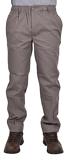 Mens Trousers Elasticated Waist Work Rugby Casual Pants Drawstring Smart Regular Bottom (Grey, 44W X