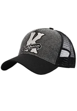 Men's Trucker Cap | Embroidery | Mesh | Cord | Herringbone K California, black, One Size