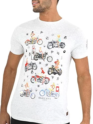 Mens Tshirt Short Sleeve Bike Ride Print Cotton Pullover Crew Neck Summer Casual Top Size Large Ligh