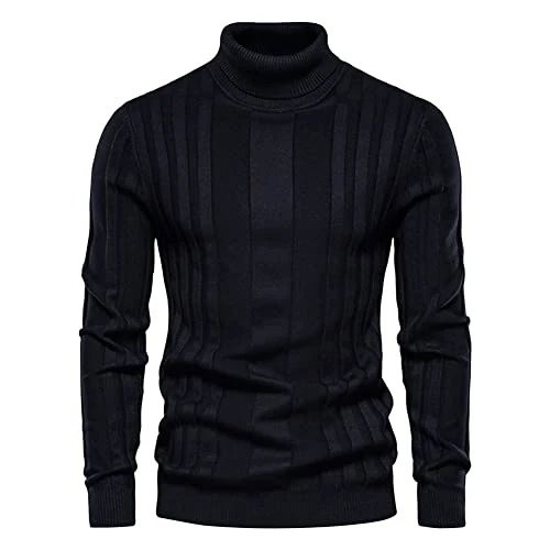 Mens Turtle Neck Jumper Fine Knit Cotton Pullover Lightweight Slim Fit Sweater Knitwear Winter Outwe