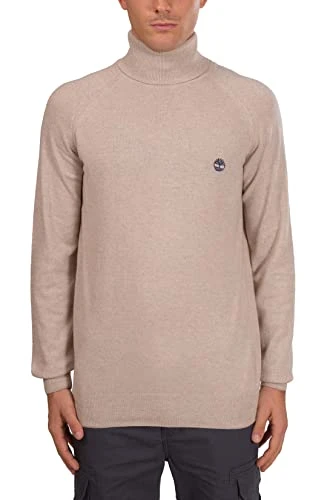 Men's Turtleneck Pullover with Logo, beige, XL