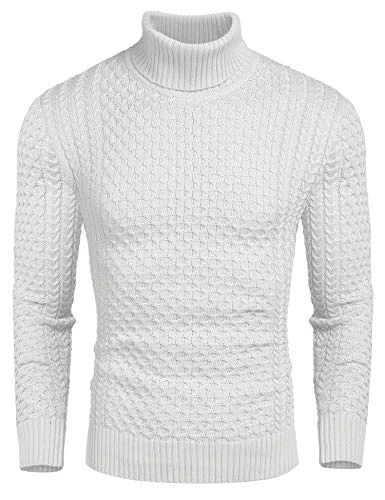 Mens Turtleneck Sweater High Roll Neck Jumper Winter Sweater Thick Sweater Warm High Neck Pullover S