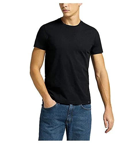 Men's Twin Pack Crew T-Shirts, BLACK, XL