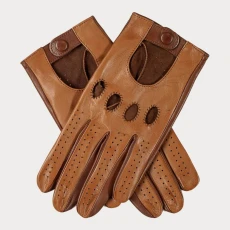 Men’ Two Tone Brown Italian Leather Driving Gloves