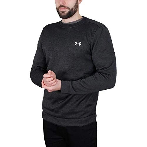 Mens UA SweaterFleece Crew Sweater - Black/Halo Gray - L