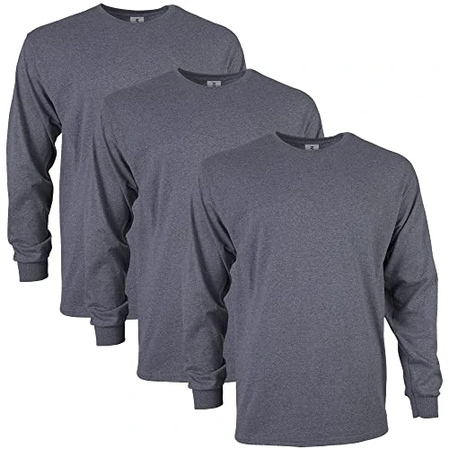 Men's, Ultra Cotton Long Sleeve T-Shirt, Style G2400, Dark Heather, M