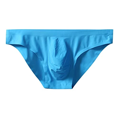 Mens Underwear Briefs Cooling Mesh Breathable Quick Dry Ultimate Stretch Moisture-Wicking Ice Silk Flex Fit No Roll Waistband Tagless Sexy G-String Briefs Underwear Swimsuit Sky Blue