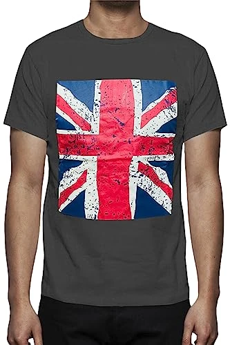 Mens Union Jack England Flag Printed Short Sleeve Crew Neck Summer T Shirt Top Large (UK 12) Union J