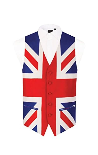 Mens Union Jack Waistcoat Regular Fit 5 Button-L (42-44in)