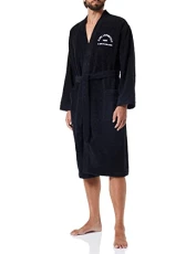 Men's Unisex Address Logo Bathrobe, Black, M