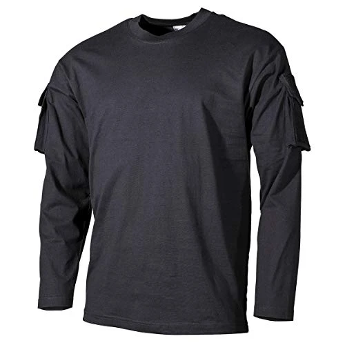 Men's US Long Sleeved T-Shirt with Sleeve Pockets Black Size L