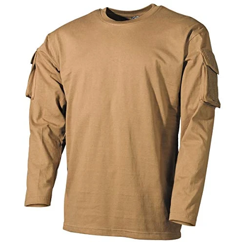 Men's US Long Sleeved T-Shirt with Sleeve Pockets Coyote Size L