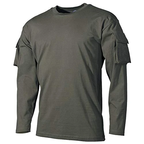 Men's US Long Sleeved T-Shirt with Sleeve Pockets OD Green Size XXL