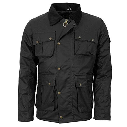 Mens Utilitas II Antique Wax Jacket with Diamond Quilted Lining (XL, Black - BLK)