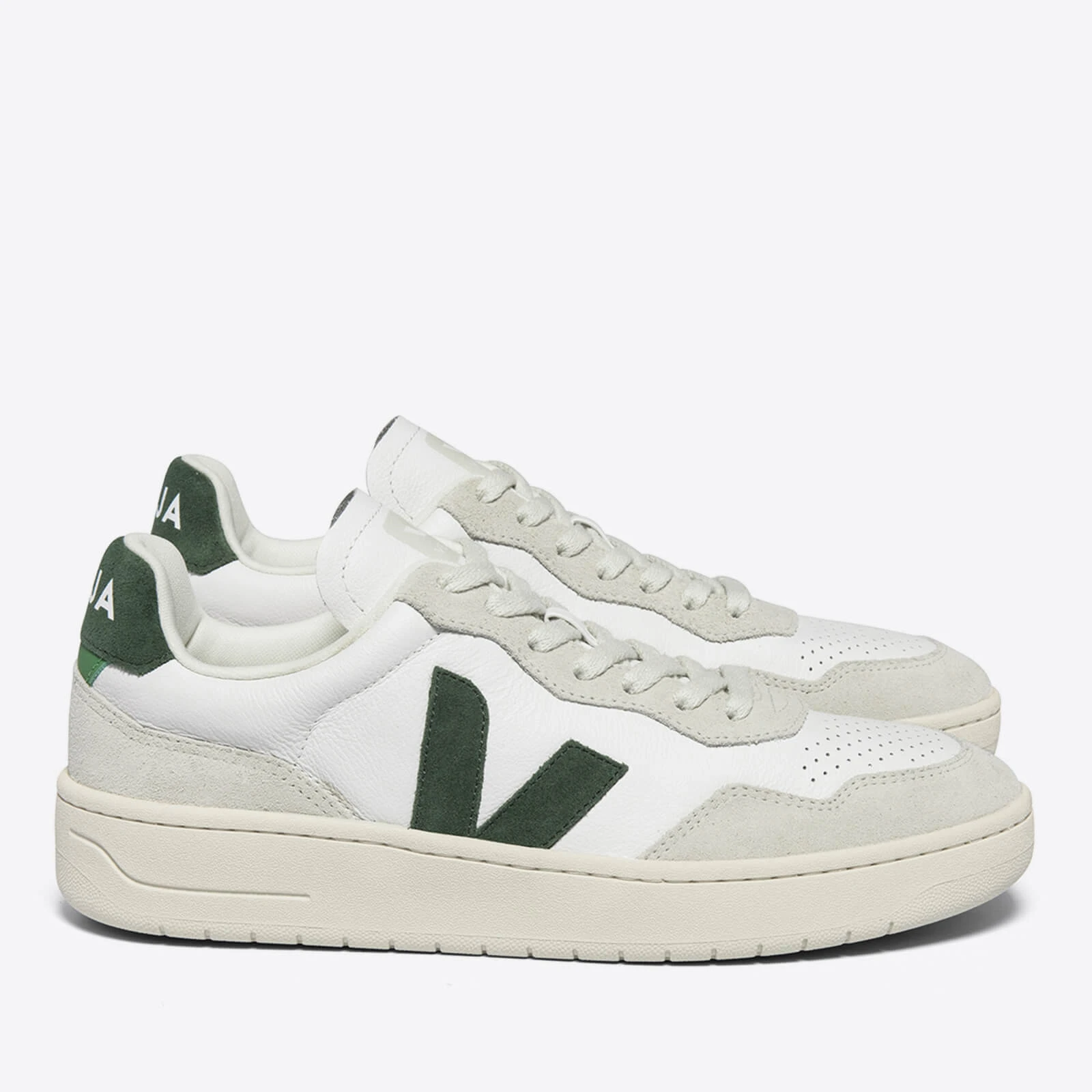 Mens V Bastille Leather and Suede Trainers - White