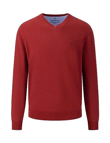 Men`s V Neck Jumper - 1314-211 360 - Scarlet (XXL, Scarlet)