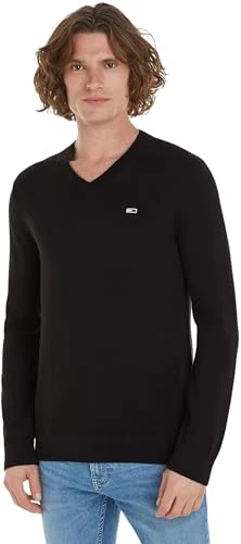 Men's V-Neck Jumper, Black (Black), XL