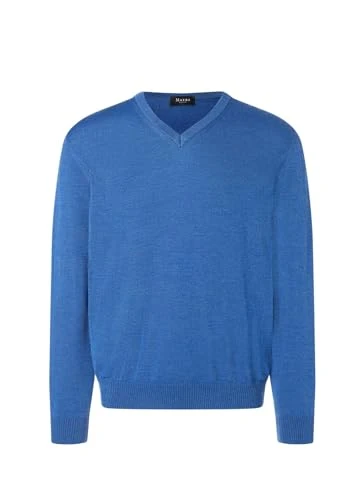 Men's V-neck jumper Pullover Sweater, Blue Feather, 20