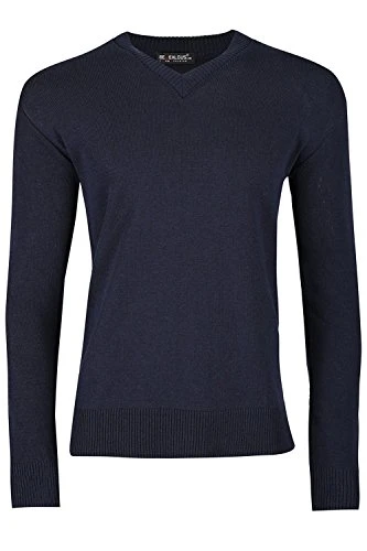 Men's V Neck Jumper Sweater Pullover Sweatshirt Navy