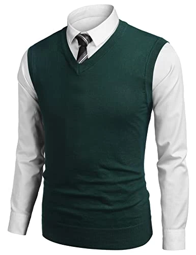 Men's V-Neck Knitted Sleeveless Jumpers Classic Regular fit Gilets Casual Smart Tank Tops Grey S