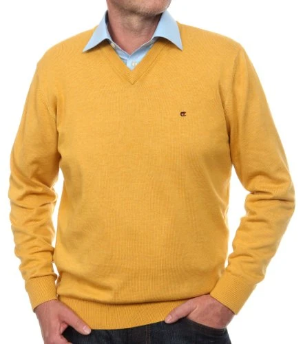 Men's V-Neck Long - regular Jumper, Yellow (Gelb 530), 54