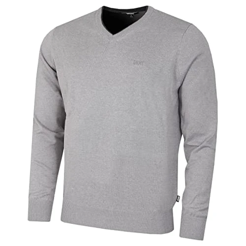 Mens V Neck Soft Feel Breathable Sweater - Silver Marl - XXXL