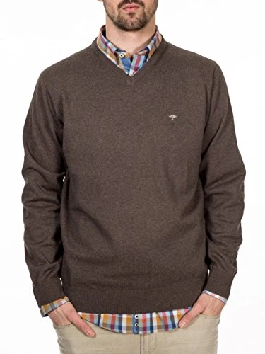 Men's V-Neck Sweater, Brown (Earth 860), S