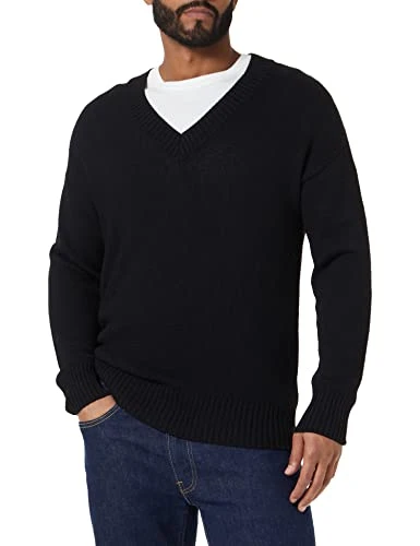 Men's V NECK SWEATER L/S 105LS4007, Black 700, S