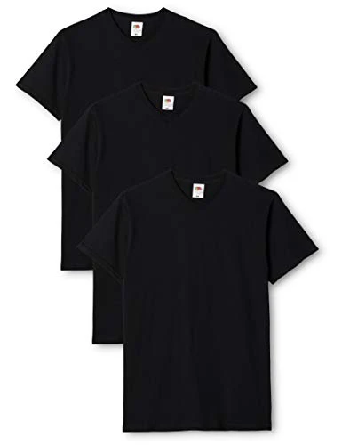 Men's V-neck Valueweight T Shirt, Black, XL UK