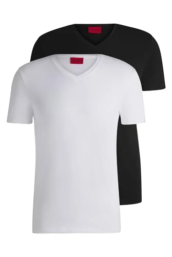 Mens V Two-Pack of V-Neck T-Shirts in Stretch-Cotton Jersey