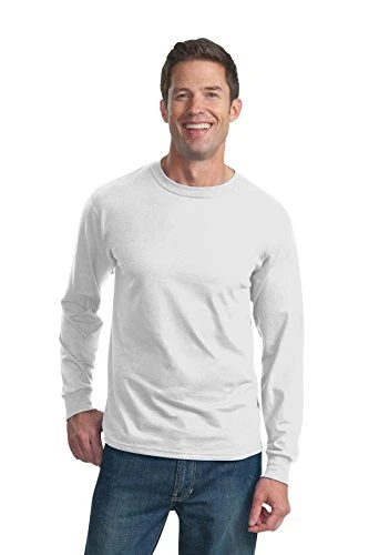 Men's Valueweight Long Sleeve T Shirt, White, M UK