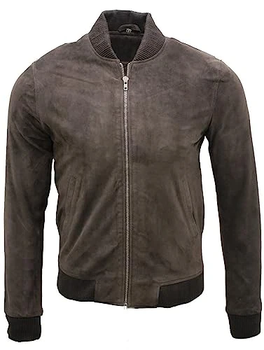 Men's Varsity Suede Brown Leather Bomber Jacket XL