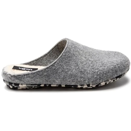 Mens Vegan Flax Mule Backless Mules Slippers Grey 9.5 UK