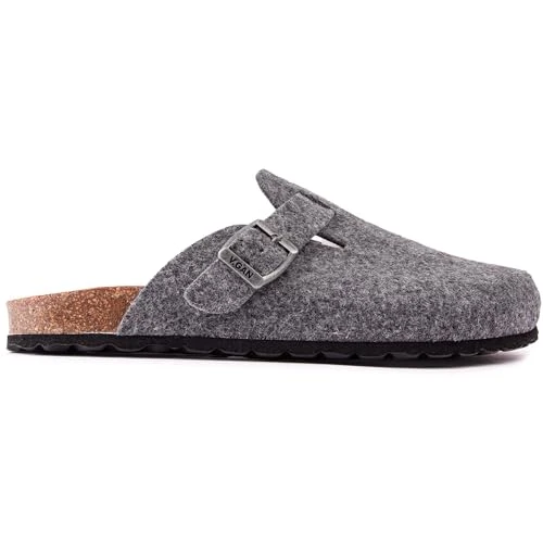 Mens Vegan Taro Footbed Backless Mules Slippers Grey 12 UK