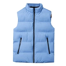 Men's Vest Winter Worm with Stand-up Collar Lined Quilted Vest Sleeveless Jacket Sport Blue XS