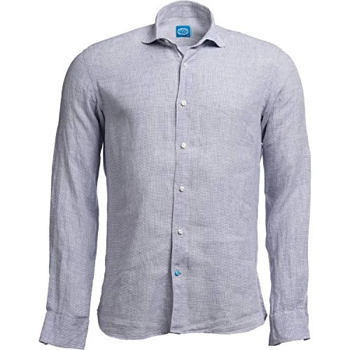 Men's Vichy Linen Shirt Krabi Grey (S)