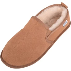 Men's Victor Genuine Sheepskin Slipper with Suede Sole, Chestnut, 9 UK / 43 EU