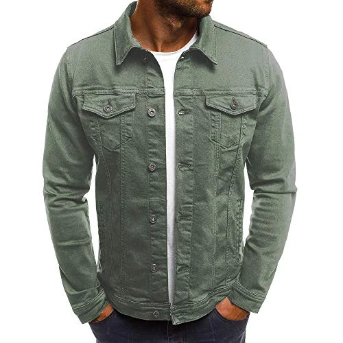 Men'S Vintage Fashion Denim Shirt - Long Sleeve Shirts Casual Shirts with Chest Pocket Classics Wash