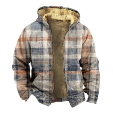 Mens Vintage Fleece Jacket Sherpa Lined Winter Coats Funny Hoodie Mens Long Sleeve Rashguard Men's Down Jackets & Coats Cute Sweatshirts with Pocket（6-Orange,X-Large）