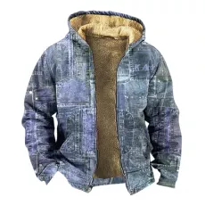 Mens Vintage Fleece Jacket Sherpa Lined Winter Coats Gifts Formen Polo Long Sleeve Shirts Men Country Western Sweatshirt Outwear for Men with Pocket（2-Sky Blue,X-Large）