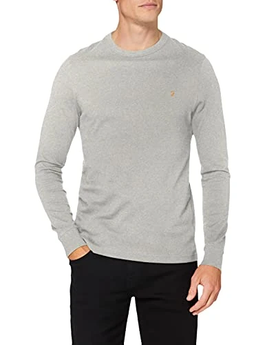 Mens Vintage Long Sleeve Dennis T-Shirt Grey Marl S