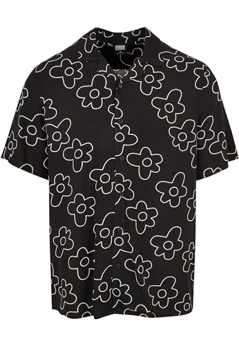 Men's Viscose AOP Resort Shirt, blackflower, L