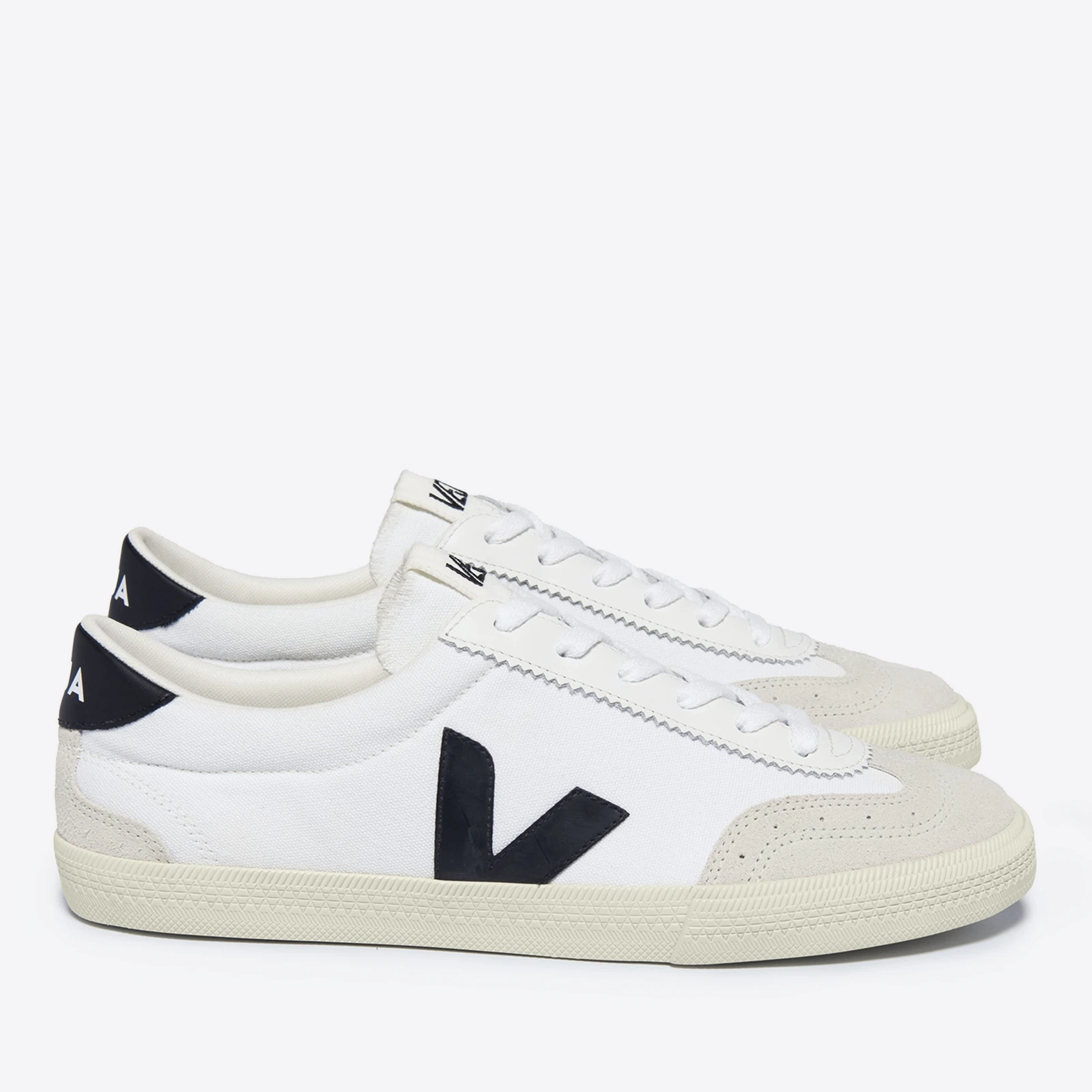 Mens Volley Cotton-Canvas and Suede Trainers - White